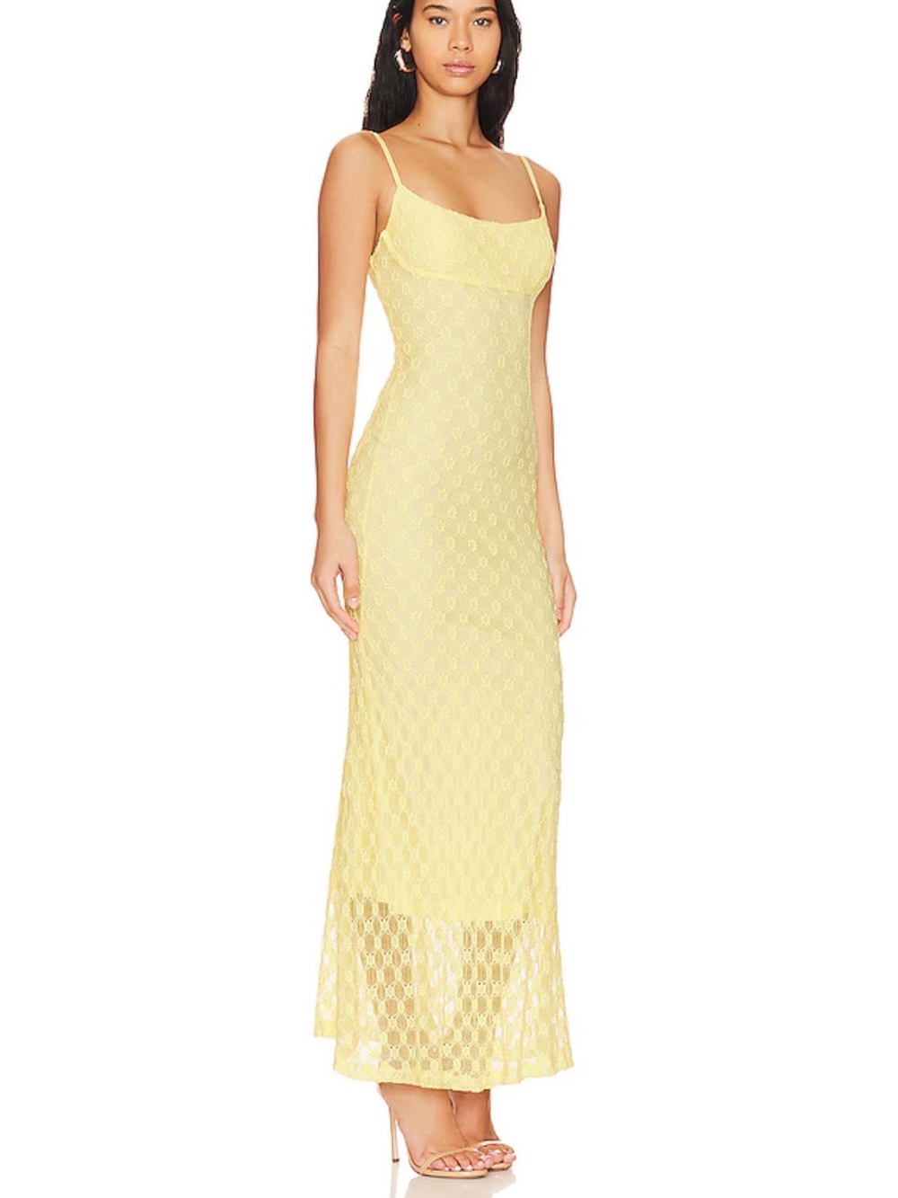 Lace Maxi Slip Dress - Butter Yellow - Sz 6